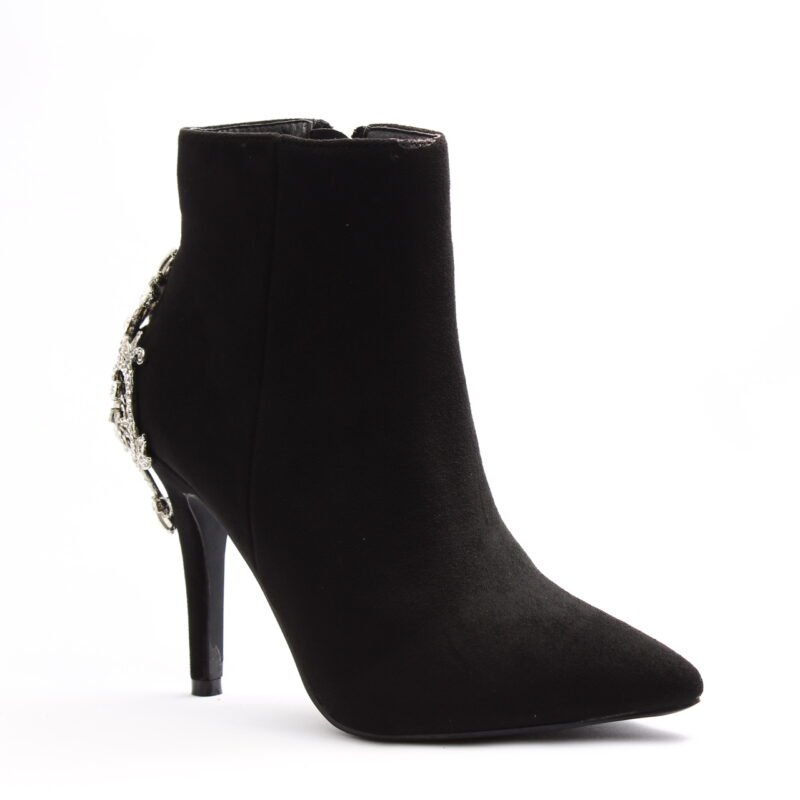 Botines con cristales en el tacón