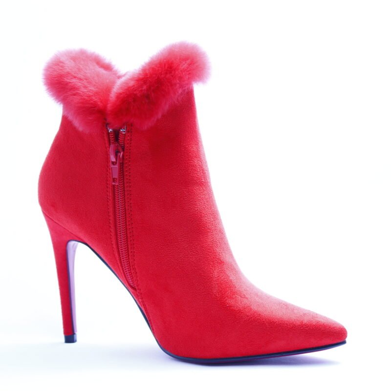 Botines con pelo y cremallera con tacón