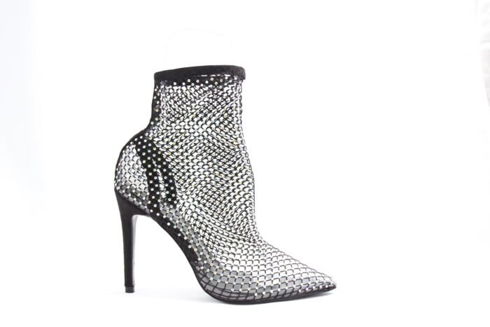 Zapatos brillantes tipo calcetín con tacón