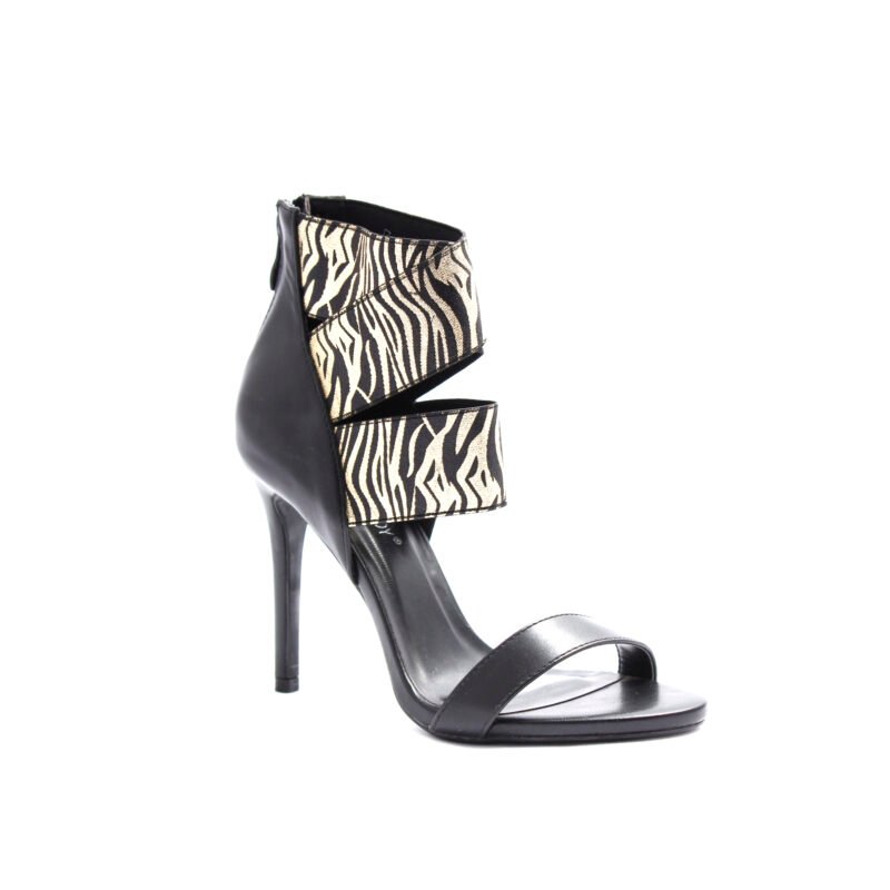 Sandalias con elástico metalizado con tacón