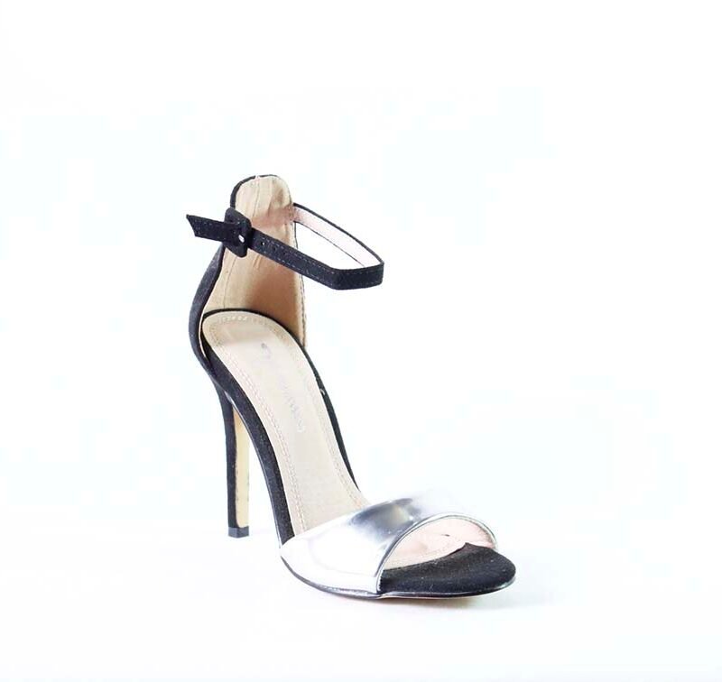 Sandalias con tacón con detalle metalizado