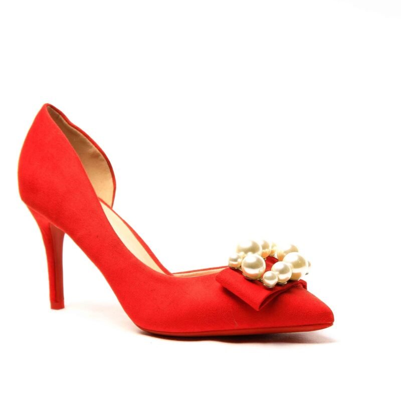 Zapatos con tacón con adornos de perlas