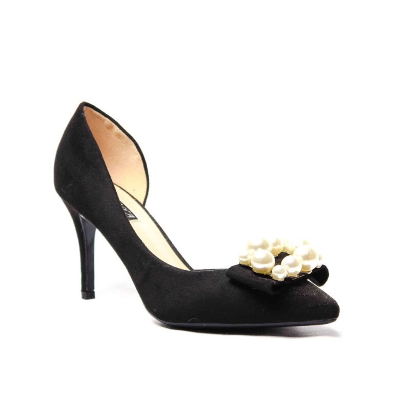 Zapatos con tacón con adorno de perlas