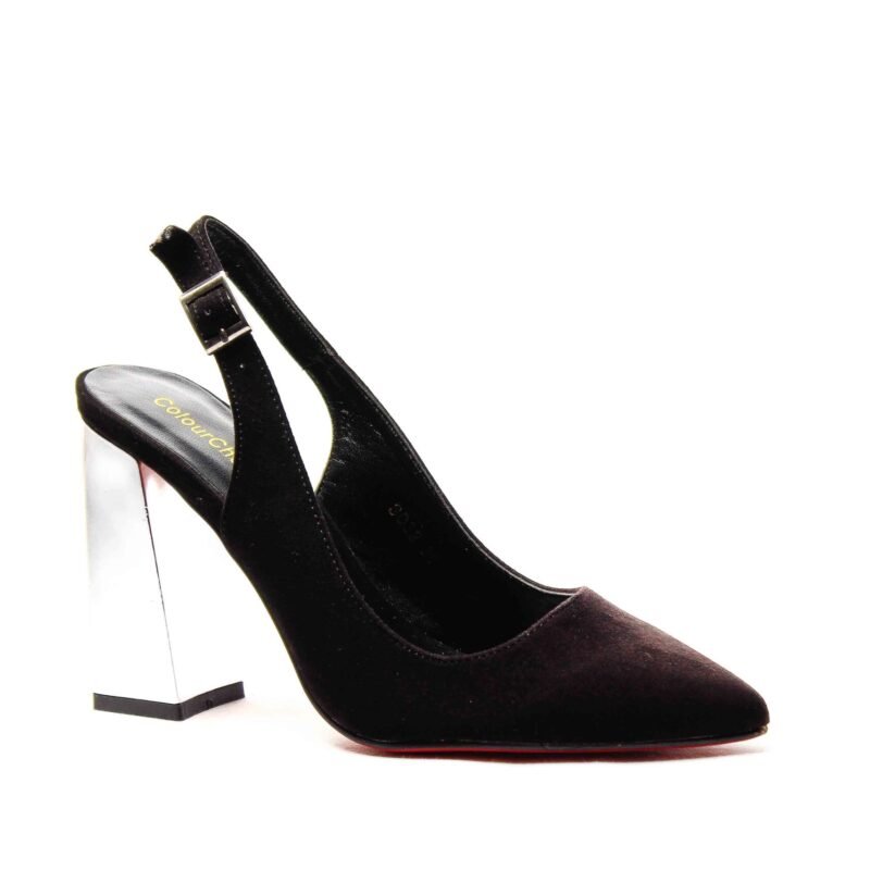 Zapatos abiertos con tacón metalizado