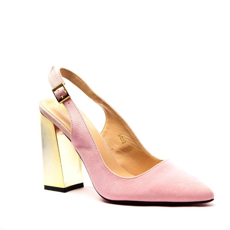 Zapatos abiertos con tacón metalizado