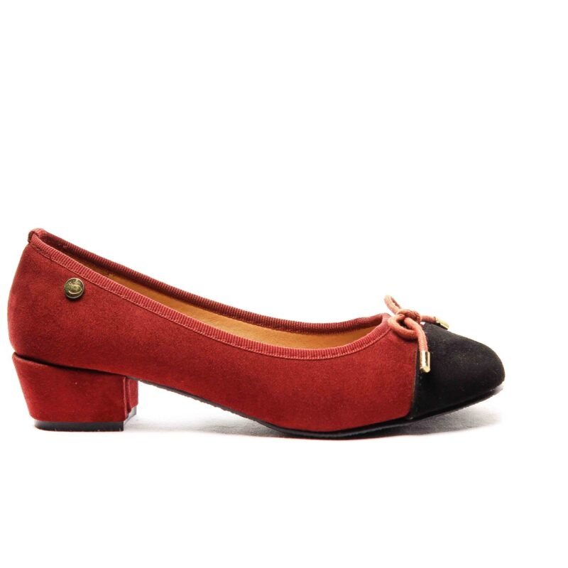 Zapatos con tacón bicolor con lazo