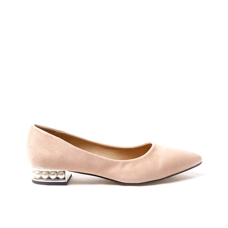 Zapatos planos con tacón de perlas