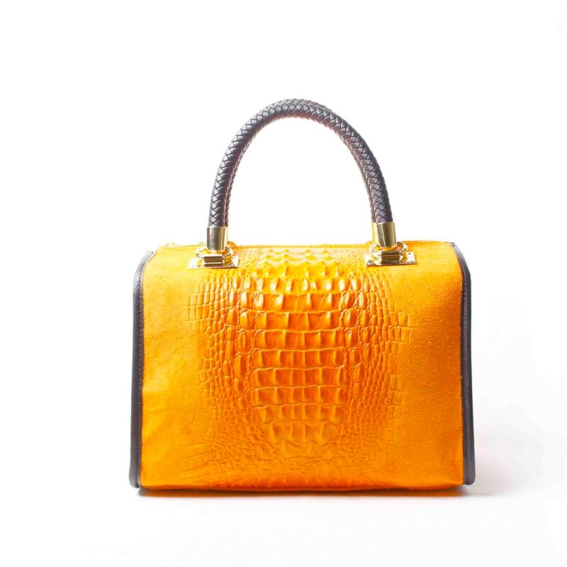 Bolso de piel con estampado de cocodrilo