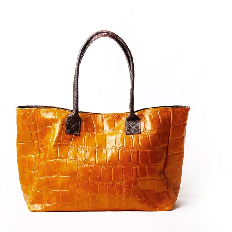 Bolso de piel con estampado de cocodrilo