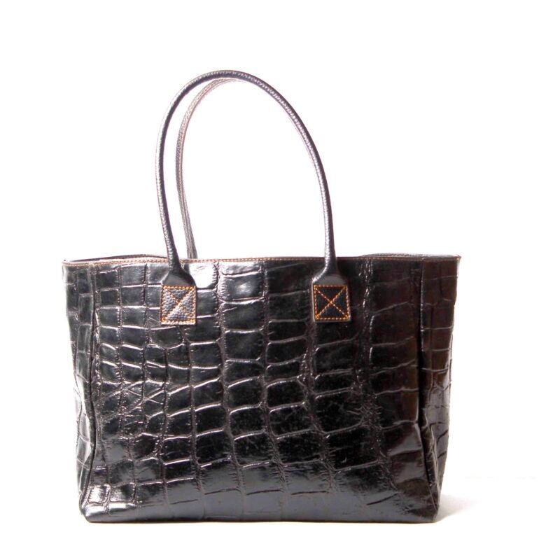 Bolso de piel con estampado de cocodrilo