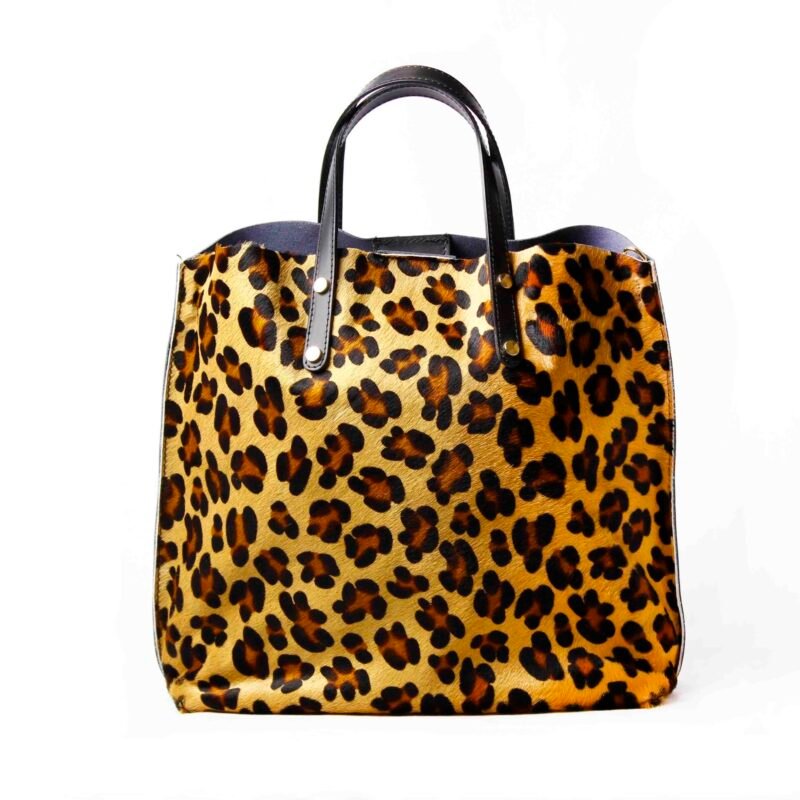Bolso de piel con pelo imitación de leopardo