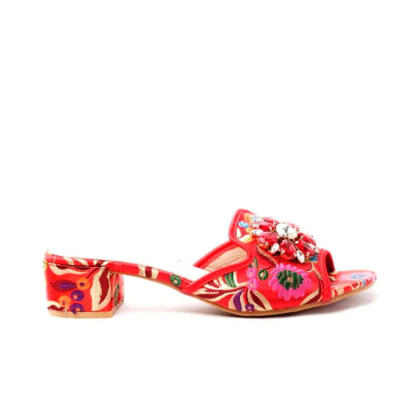 Chanclas con tacón y cristales